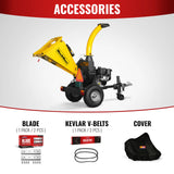 MechMaxx 5 inch E-Start KOHLER 429cc 14hp Gasoline Engine Powered Disc Wood Chipper with Taillight ,  P4205