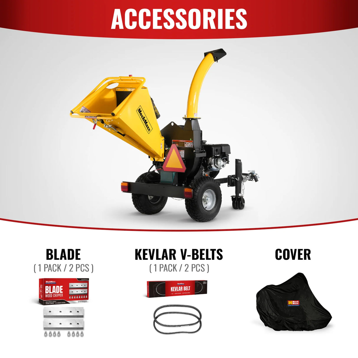 MechMaxx 5 inch E-start DUCAR 420cc 15hp Gasoline Engine Powered Disc Wood Chipper with Taillight ,  P4205