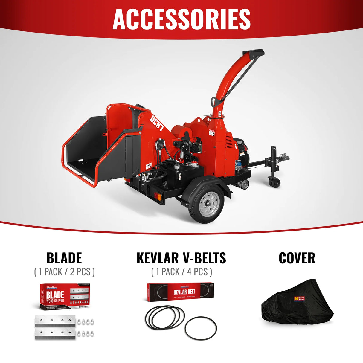 MechMaxx HONDA GX690 22HP 688cc Twin Cylinder Gasoline Engine Powered 7" Hydraulic Feeding Wood Chipper,  DCH7