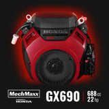 MechMaxx HONDA GX690 22HP 688cc Twin Cylinder Gasoline Engine Powered 7" Hydraulic Feeding Wood Chipper,  DCH7
