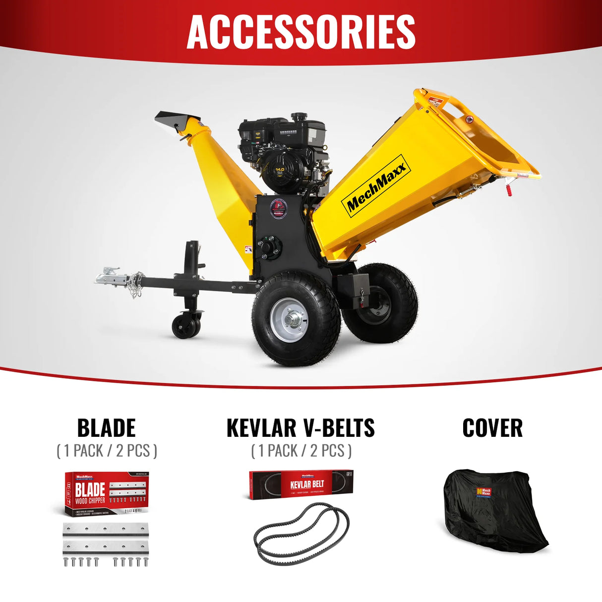 MechMaxx 6 inch E-start B&S VANGUARD 408cc 14hp Gasoline Engine Powered Drum Wood Chipper,   P4206