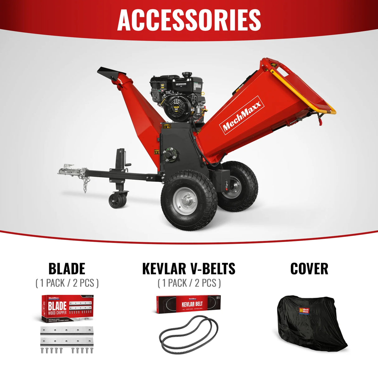 MechMaxx 6 inch E-start B&S VANGUARD 408cc 14hp Gasoline Engine Powered Drum Wood Chipper ,  P4206