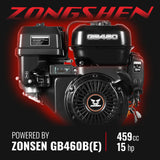 MechMaxx 6 inch E-start ZONSEN 459cc 15hp Gasoline Engine Powered Drum Wood Chipper,  P4206