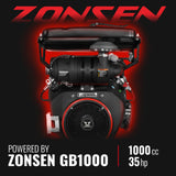 MechMaxx 8 inch ZONSEN E-Start 1000cc 35hp Gas Powered 4 - Wheel Drum Wood Chipper with Taillight ,  B200