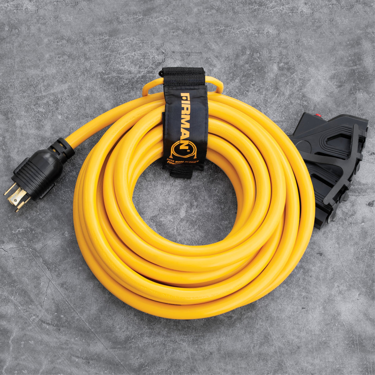 25ft  Heavy Duty L14-30P to (4) 5-20R Power Cord With Storage Strap