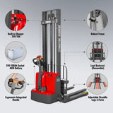 3300lbs Electric Straddle Stacker,  138" Lift,  Adjustable Legs & Forks,  F33-138SLA