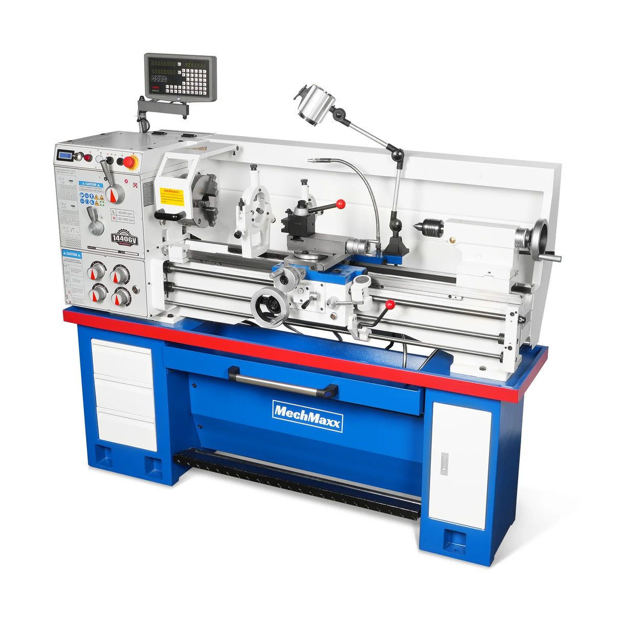 MechMaxx 14" x 40" Industrial Metal Lathe Machine with Variable Speed DRO Gunsmith Gearhead Precision Turning Drilling Belt Drive 1440GV