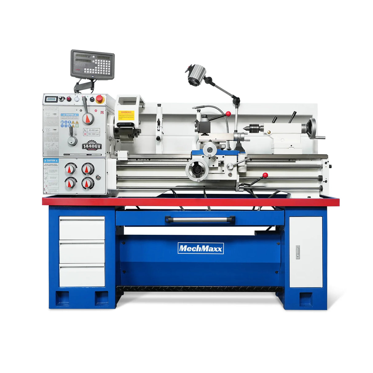 MechMaxx 14" x 40" Industrial Metal Lathe Machine with Variable Speed DRO Gunsmith Gearhead Precision Turning Drilling Belt Drive 1440GV
