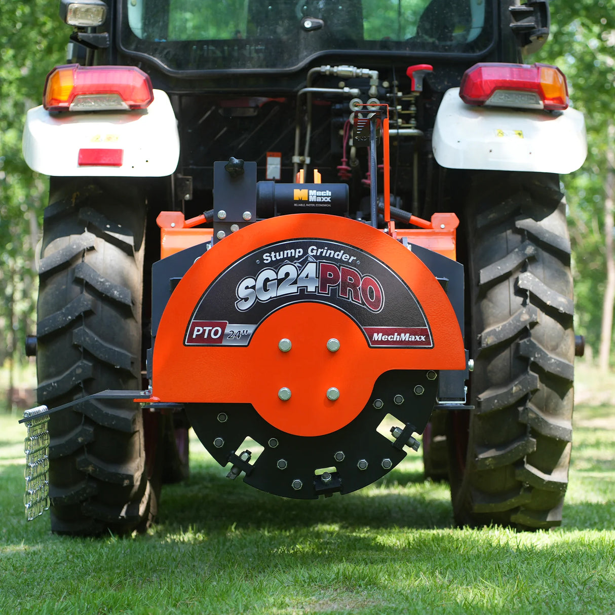 MechMaxx 3-Point PTO Stump Grinder with 34 Carbide Teeth (PTO Shaft Included with Slip Clutch), for 15-45HP Tractor, SG24PRO – Orange
