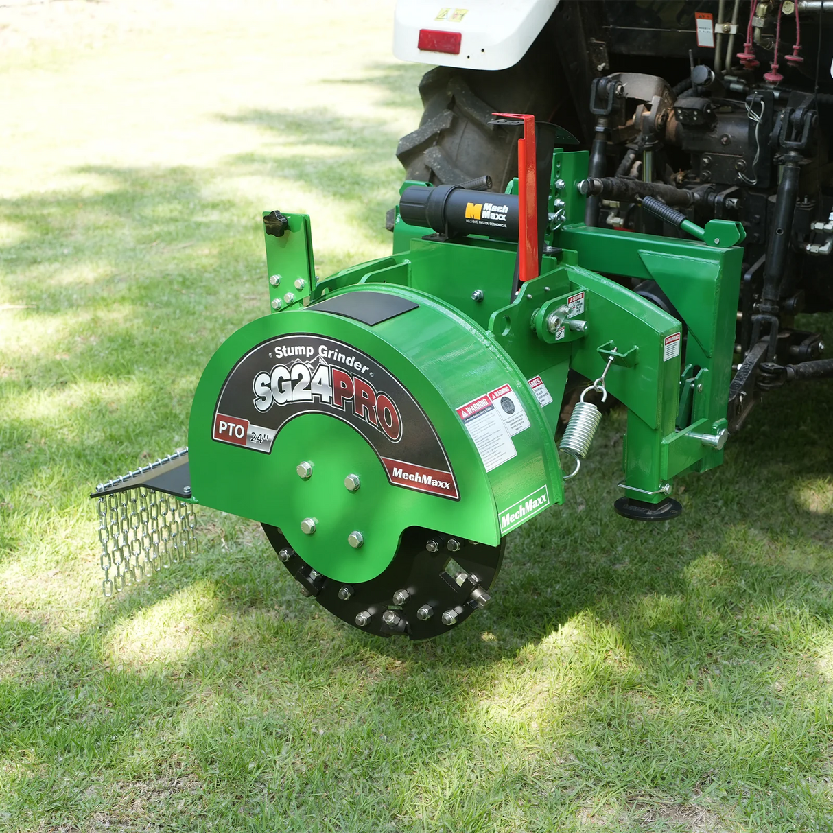 MechMaxx 3-Point PTO Stump Grinder with 34 Carbide Teeth (PTO Shaft Included with Slip Clutch), for 15-45HP Tractor, SG24PRO – Green