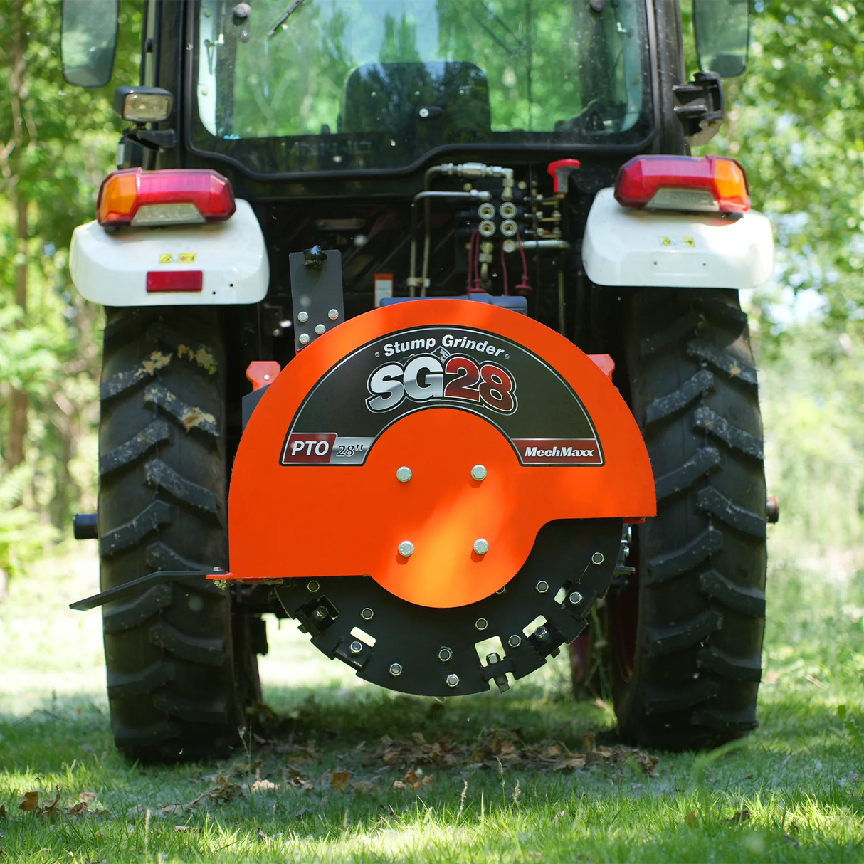 MechMaxx 3-Point PTO Stump Grinder with 44 Carbide Teeth (PTO Shaft Included with Slip Clutch), for 35-80HP Tractor, SG28 – Orange