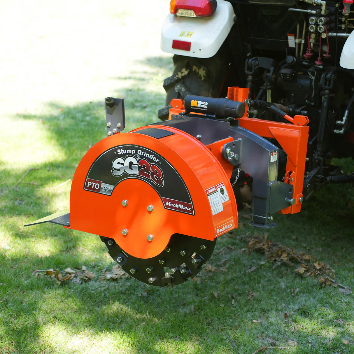 MechMaxx 3-Point PTO Stump Grinder with 44 Carbide Teeth (PTO Shaft Included with Slip Clutch), for 35-80HP Tractor, SG28 – Orange