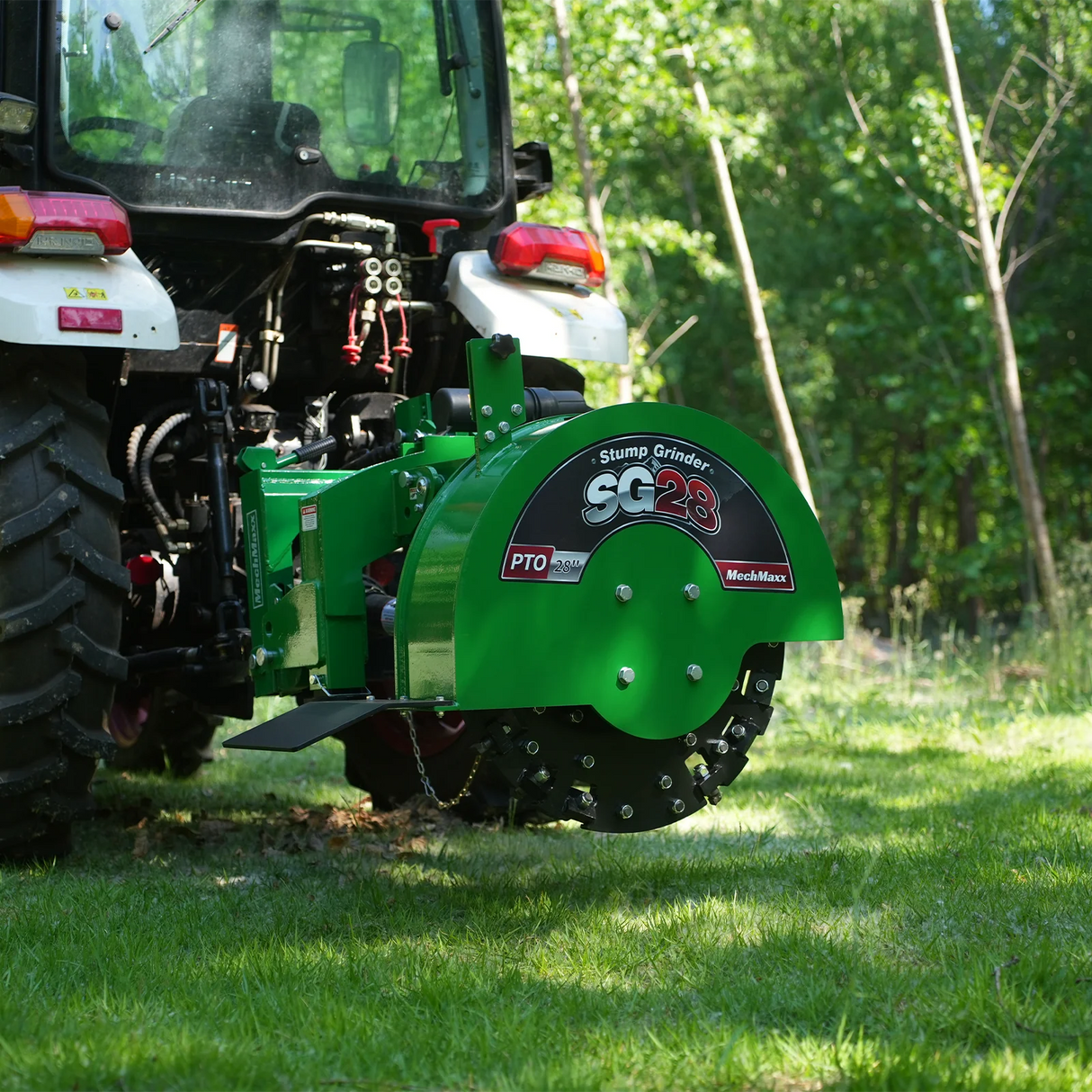 MechMaxx 3-Point PTO Stump Grinder with 44 Carbide Teeth (PTO Shaft Included with Slip Clutch), for 35-80HP Tractor, SG28 – Green
