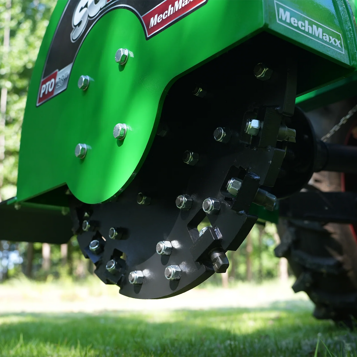 MechMaxx 3-Point PTO Stump Grinder with 44 Carbide Teeth (PTO Shaft Included with Slip Clutch), for 35-80HP Tractor, SG28 – Green