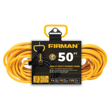 50ft Medium Duty 5-15P to (3) 5-15R Generator Utility Power Cord With Storage Strap