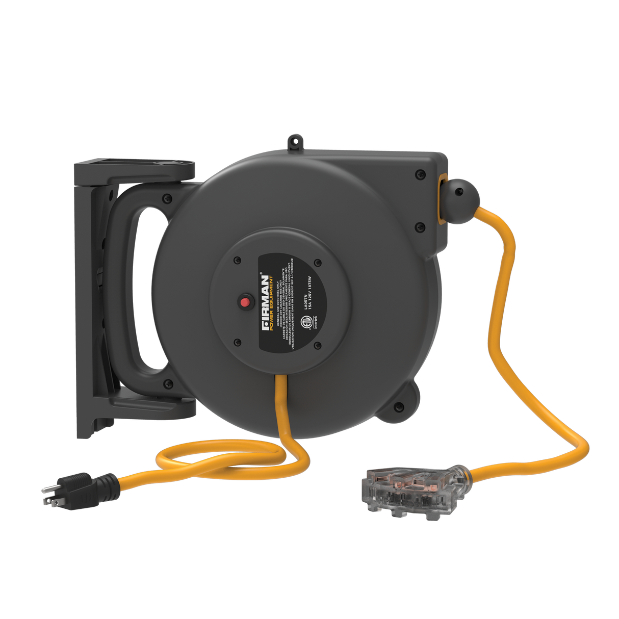 30ft Retractable Extension Cord Reel 5-15P to 4x5-20R