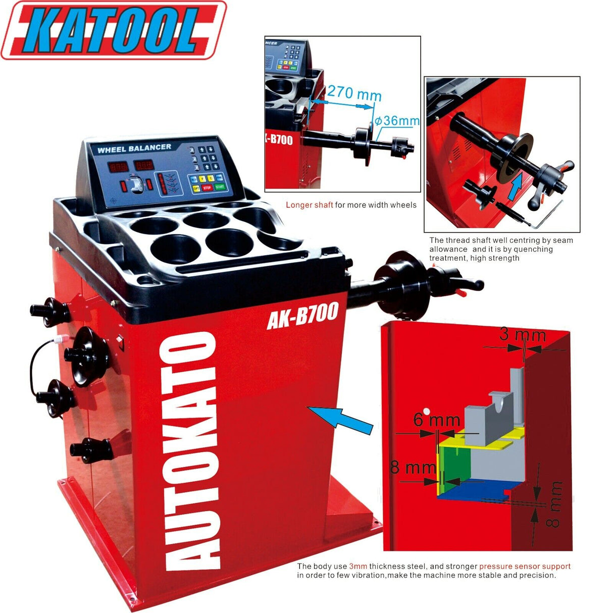 Katool KT-B700 wheel balancer shaft detail