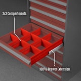 Heavy Duty Modular Drawer Cabinet - 9 Drawer,  59" H x 28.5" W x 28.5" D Tool Storage Organizer,  Steel Construction