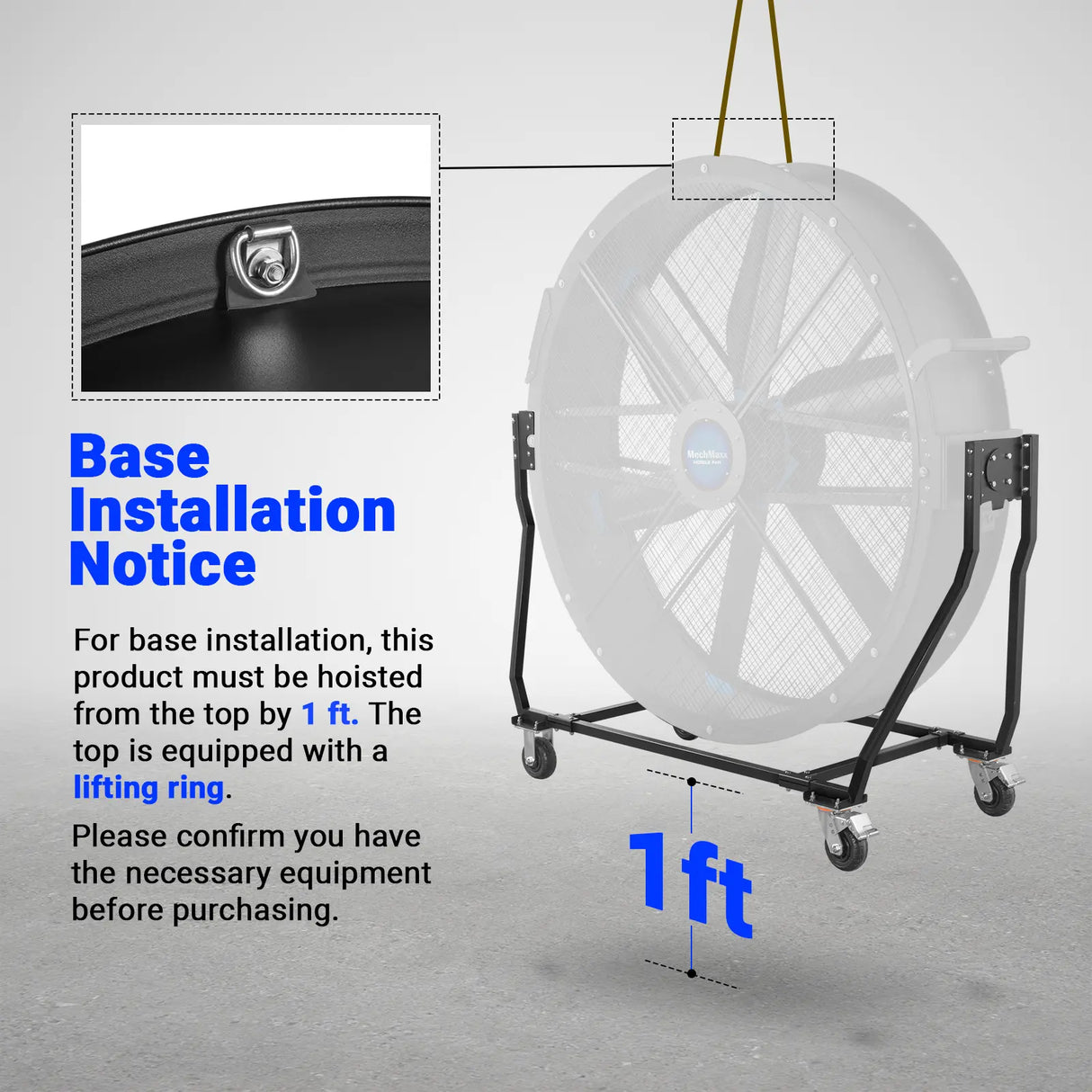 59" Portable Industrial Fan with Variable High-Efficiency PMSM Motor,Tiltable Mobile High Volume Floor Fan for Warehouse,Workshop & Gym