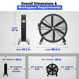 79" Portable Industrial Fan with Variable High-Efficiency PMSM Motor,Mobile High Volume Floor Fan for Warehouse,Workshop & Gym