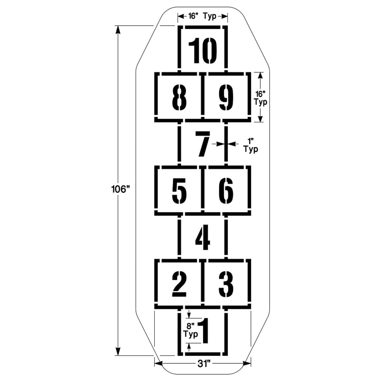 Newstripe Traditional Hopscotch Playground Stencil