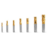 7PCS HSS END MILLS SET for SKU: 500200 | Model: VM18L SKU: 500201 | Model: VM18LD SKU: 500202 | Model: VM25L SKU: 500203 | Model: VM25LD SKU: 500204 | Model: VM32L SKU: 500205 | Model: VM32LD