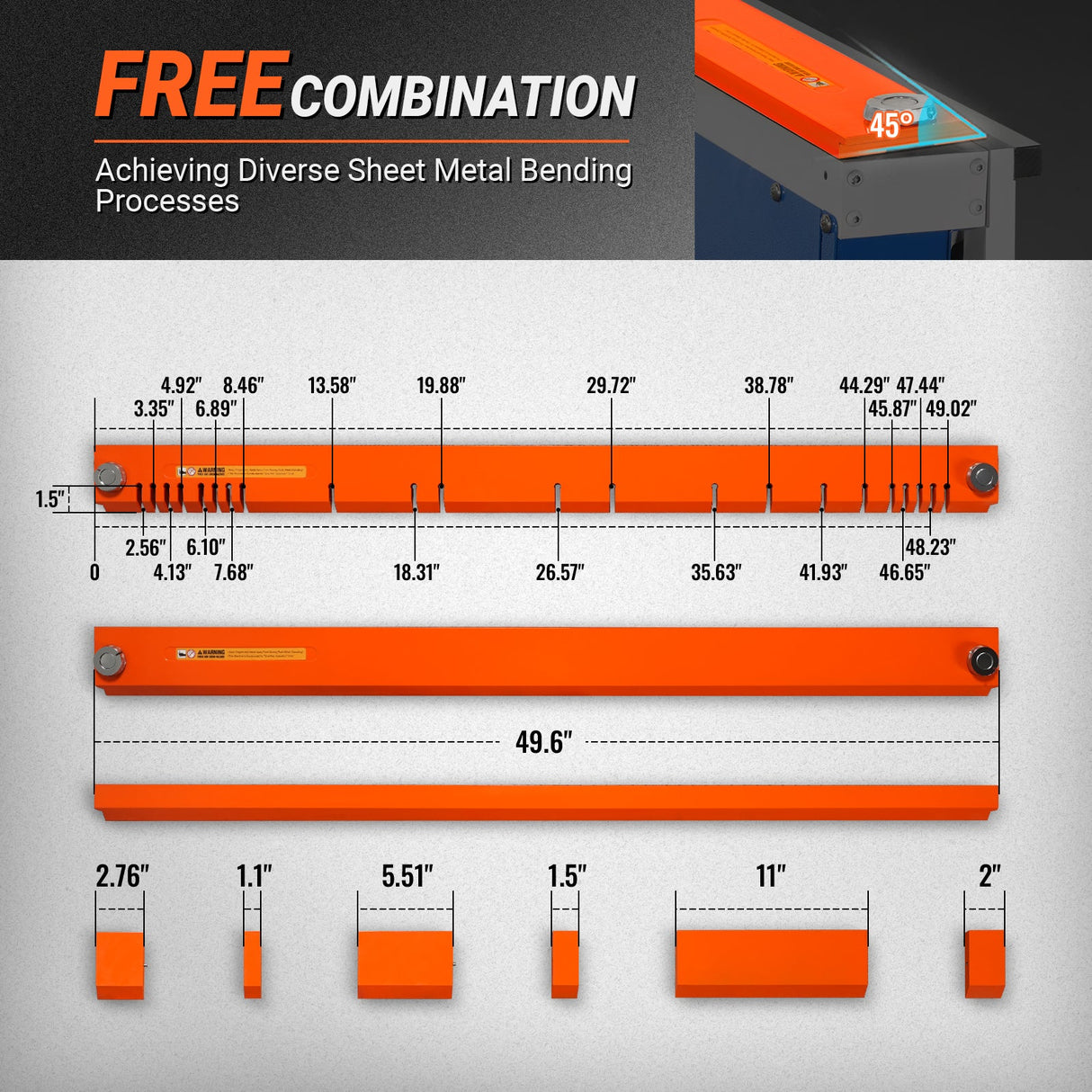 MechMaxx 48'' Industrial Magnetic Pan and BOX Heavy Duty Sheet Metal Brake 20 Gauge Capacity Shear Press Brake,  MSMB1250E