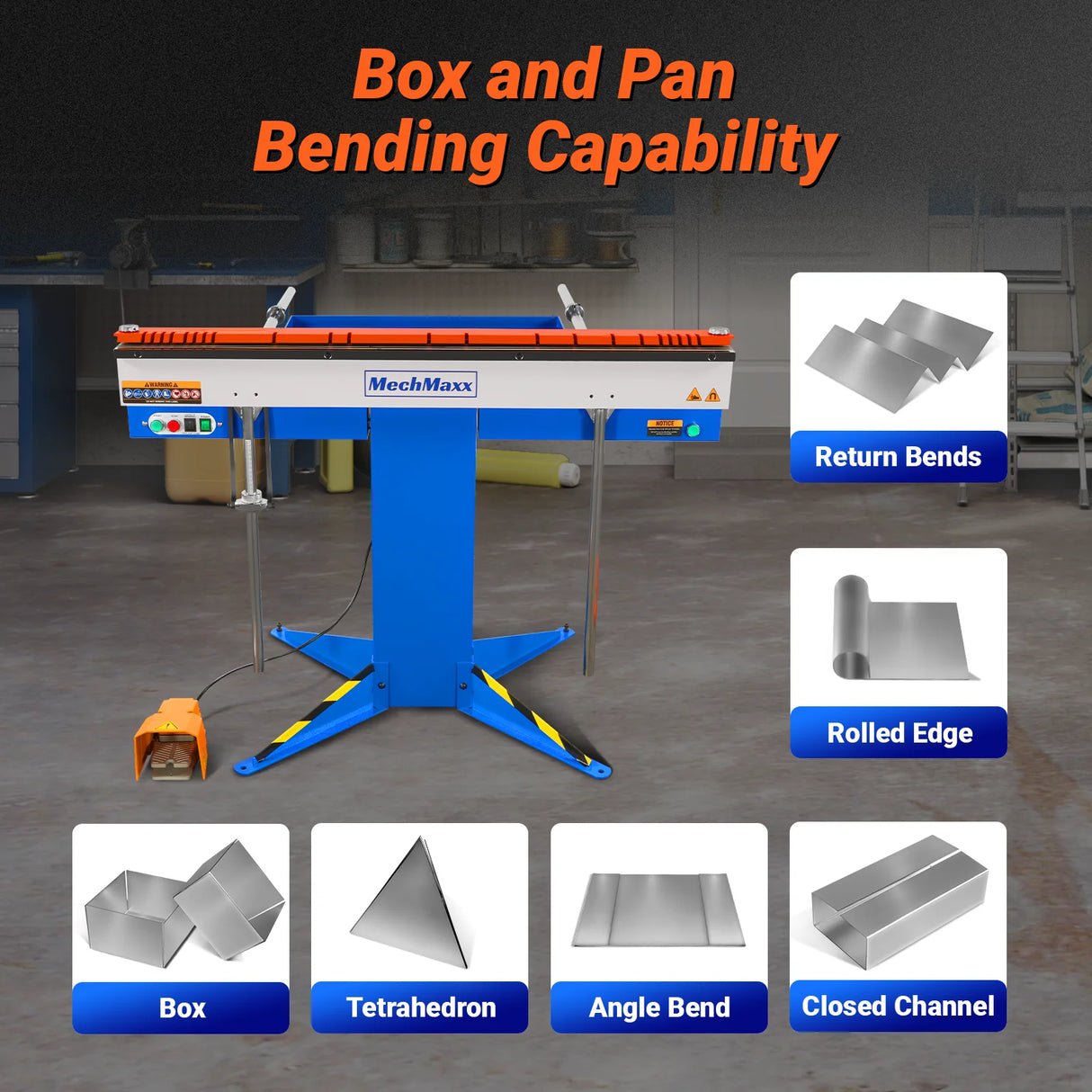 MechMaxx 48'' Industrial Magnetic Pan and BOX Heavy Duty Sheet Metal Brake 20 Gauge Capacity Shear Press Brake,  MSMB1250E