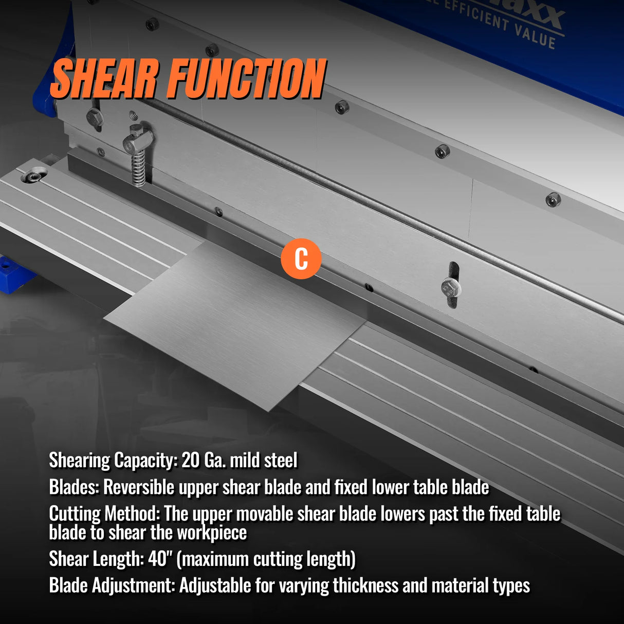 MechMaxx 40-inch 3-in-1 Pan and Box Brake – Slip Roll, Shear, Bending Machine for Sheet Metal, 20 Gauge Mild Steel, Adjustable Fingers, Heavy Duty, Metalworking, Fabrication, Rolling, Bending MMCB4020
