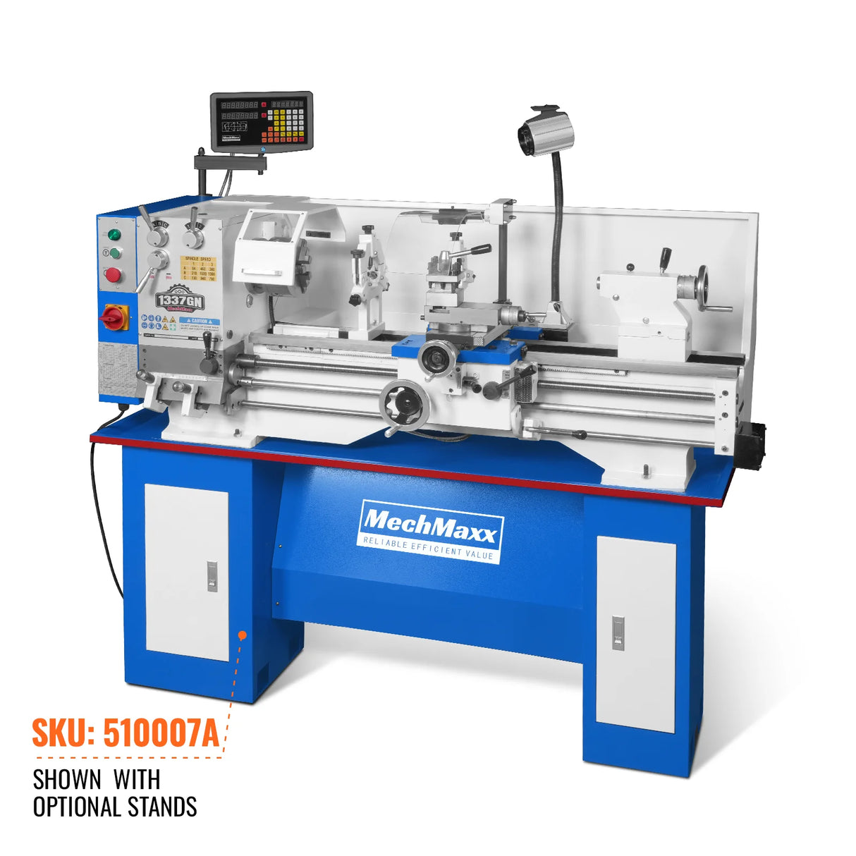 MechMaxx Full Norton Gear Box 13" x 37" Industrial Heavy Duty Bench Metal Lathe  1.5HP/1100W Metal Working Lathe High Precision 64-1500 RPM Variable Speed 1337GN