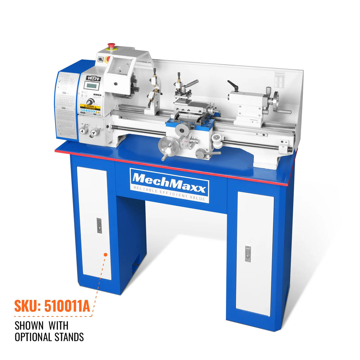 MechMaxx 10'' x 22'' Industrial Metal Lathe Machine High Precision Benchtop 1.5HP Brushless Motor 0-2000 RPM Variable Speed Metal Working Machine Small Lathe without Stand 1022V