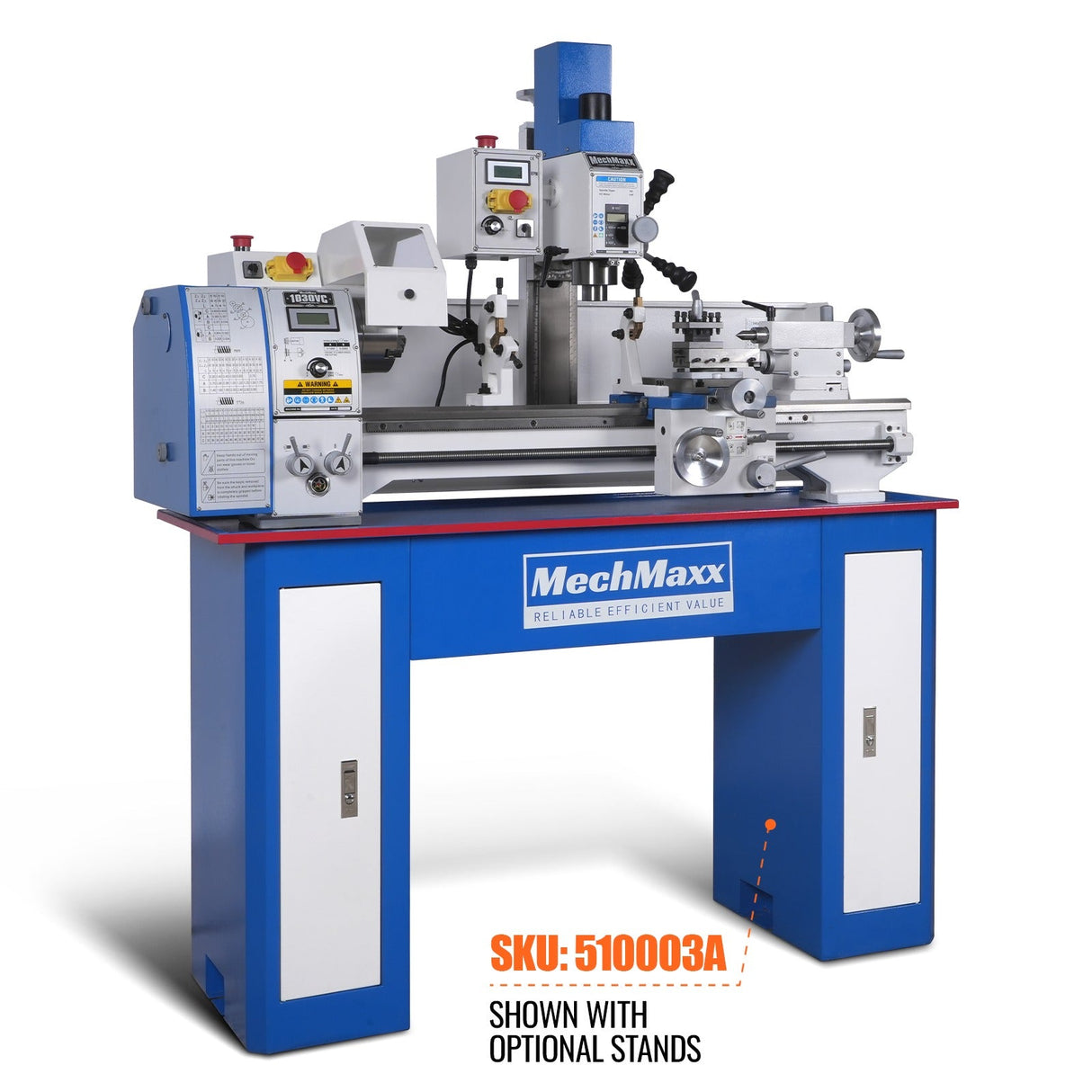 MechMaxx 1.5 HP 10'' x 30'' Combination Lathe Milling Drilling Machine, 1.5'' Spindle Bore, 0-2000 RPM Variable Speed, High Precision Benchtop Lathe for Metalworking – Without Stand 1030VC