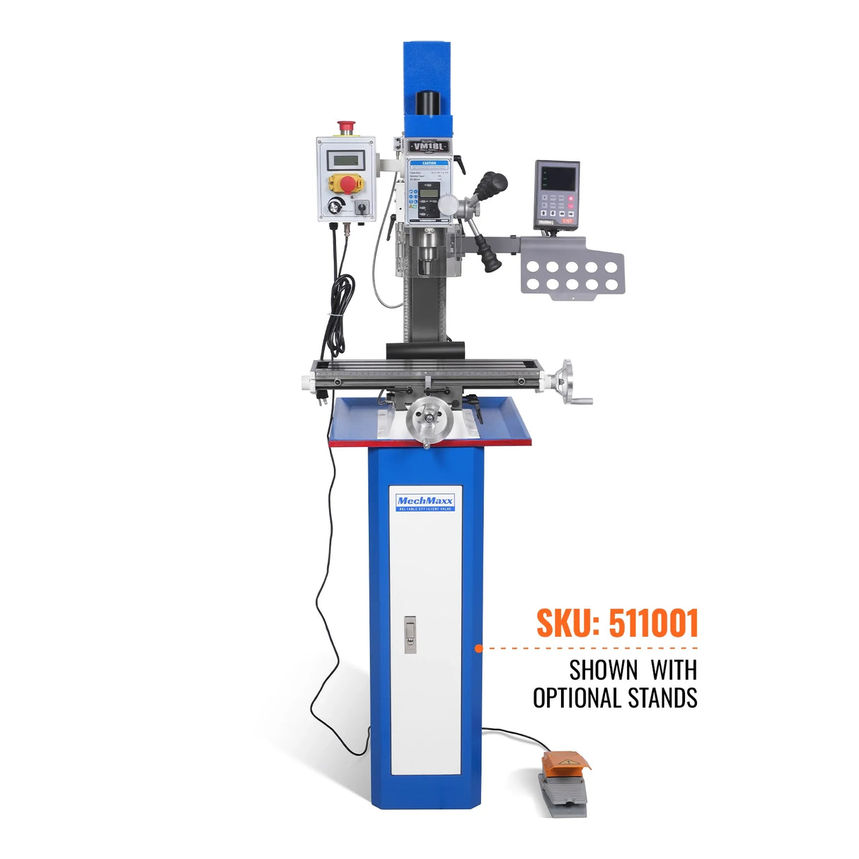 MechMaxx 6"x20'' Benchtop Mill Drill Machine with DRO Brushless Motor, Variable Speed, R8 Spindle, 1 HP, 110V, Compact Milling Drilling Tool for Garage Shop, DIY Metalworking without Stand VM18LD