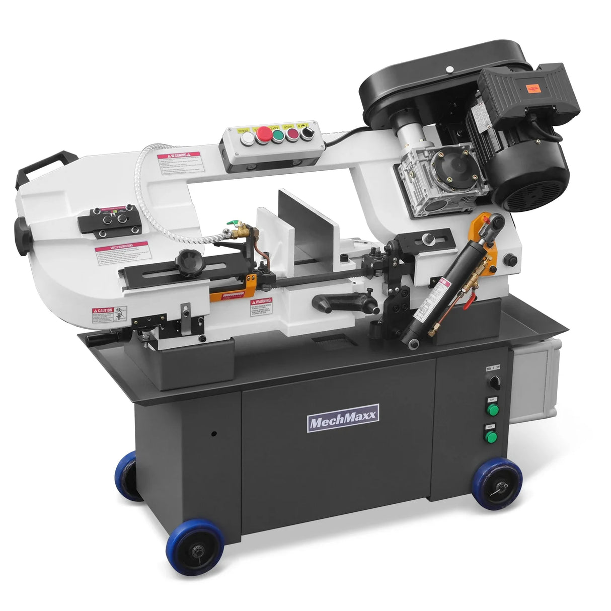 MechMaxx 7" x 12" Metal Band Saw, 1.5 HP 115V/230V Dual Voltage 4-Speed Horizontal Vertical Bandsaw with Hydraulic Downfeed, Coolant System & Adjustable Angle Cutting for Steel, Aluminum, Pipe & Structural Metal BS-712N