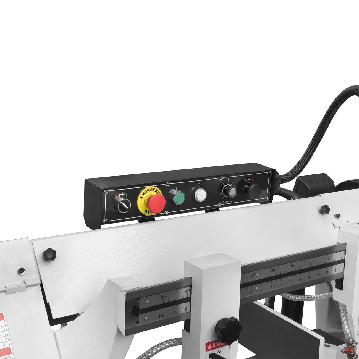 MechMaxx Metal Cutting Band Saw, 10" Round / 18"x5" Rectangular Capacity, 2HP 1.5kW Motor, 4-Speed (35-114 MPM), Horizontal Bandsaw with 0-45° Swivel, Hydraulic Downfeed, 230V 1PH 60Hz, Industrial Grade for Steel, Aluminum & Alloys BS-1018B