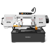 MechMaxx Metal Cutting Band Saw, 10" Round / 18"x5" Rectangular Capacity, 2HP 1.5kW Motor, 4-Speed (35-114 MPM), Horizontal Bandsaw with 0-45° Swivel, Hydraulic Downfeed, 230V 1PH 60Hz, Industrial Grade for Steel, Aluminum & Alloys BS-1018B