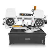 MechMaxx Metal Cutting Band Saw 10 Inch Horizontal Bandsaw 2HP 220V 60Hz 1PH 0‑45° Mitering Hydraulic Down Feed Built‑in Coolant System for Steel Aluminum Alloy Metal Fabrication BS-1018R