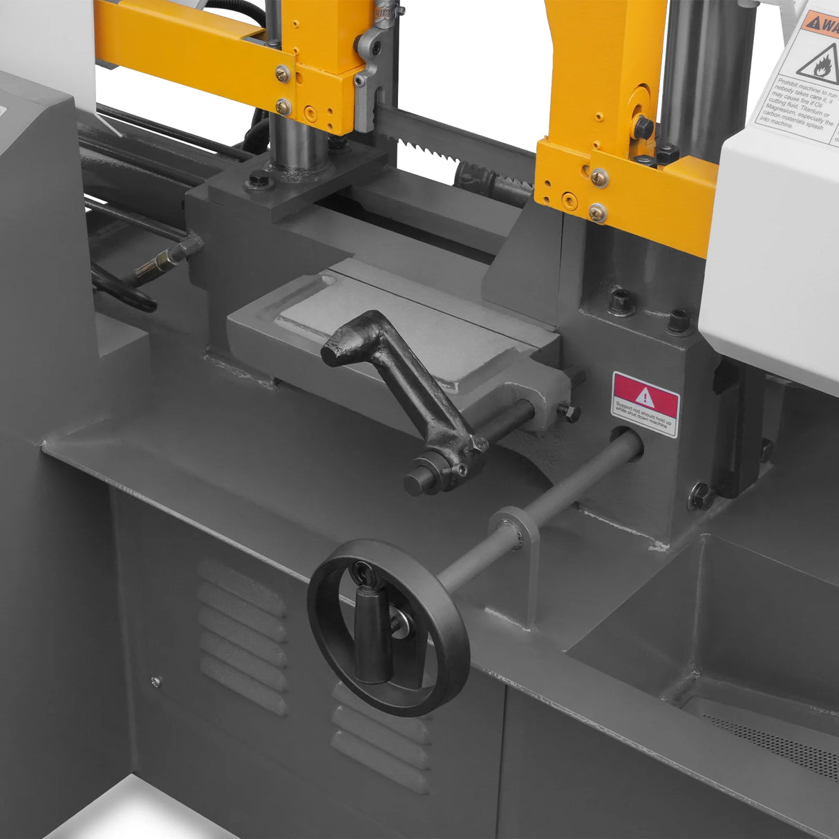 MechMaxx 8 Inch 7-7/8" x 7-7/8" Capacity Double Column Horizontal Metal Cutting Band Saw, Vertical Lifting, Gearbox Driven Two-Speed Motor, Hydraulic Feed, Manual Clamping, Coolant System Industrial Bandsaw GH4220