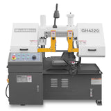 MechMaxx 8 Inch 7-7/8" x 7-7/8" Capacity Double Column Horizontal Metal Cutting Band Saw, Vertical Lifting, Gearbox Driven Two-Speed Motor, Hydraulic Feed, Manual Clamping, Coolant System Industrial Bandsaw GH4220
