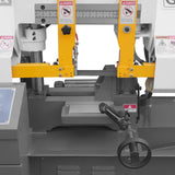 MechMaxx 8 Inch 7-7/8" x 7-7/8" Capacity Double Column Horizontal Metal Cutting Band Saw, Vertical Lifting, Gearbox Driven Two-Speed Motor, Hydraulic Feed, Manual Clamping, Coolant System Industrial Bandsaw GH4220
