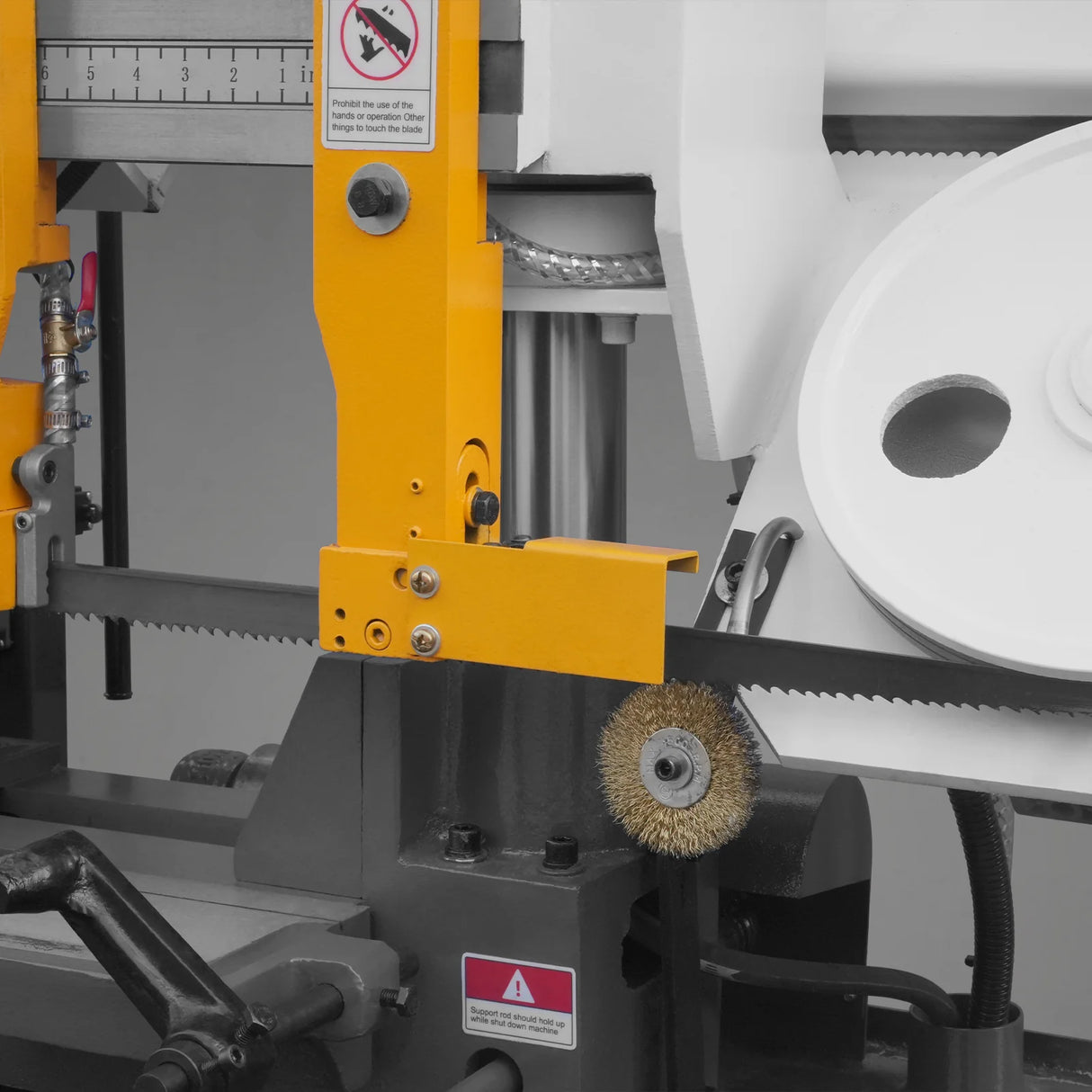 MechMaxx 8 Inch 7-7/8" x 7-7/8" Capacity Double Column Horizontal Metal Cutting Band Saw, Vertical Lifting, Gearbox Driven Two-Speed Motor, Hydraulic Feed, Manual Clamping, Coolant System Industrial Bandsaw GH4220