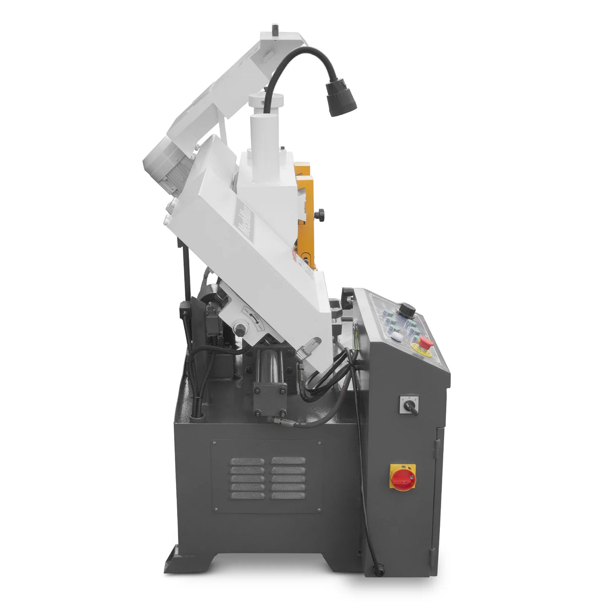 MechMaxx 8 Inch 7-7/8" x 7-7/8" Capacity Double Column Horizontal Metal Cutting Band Saw, Vertical Lifting, Gearbox Driven Two-Speed Motor, Hydraulic Feed, Manual Clamping, Coolant System Industrial Bandsaw GH4220
