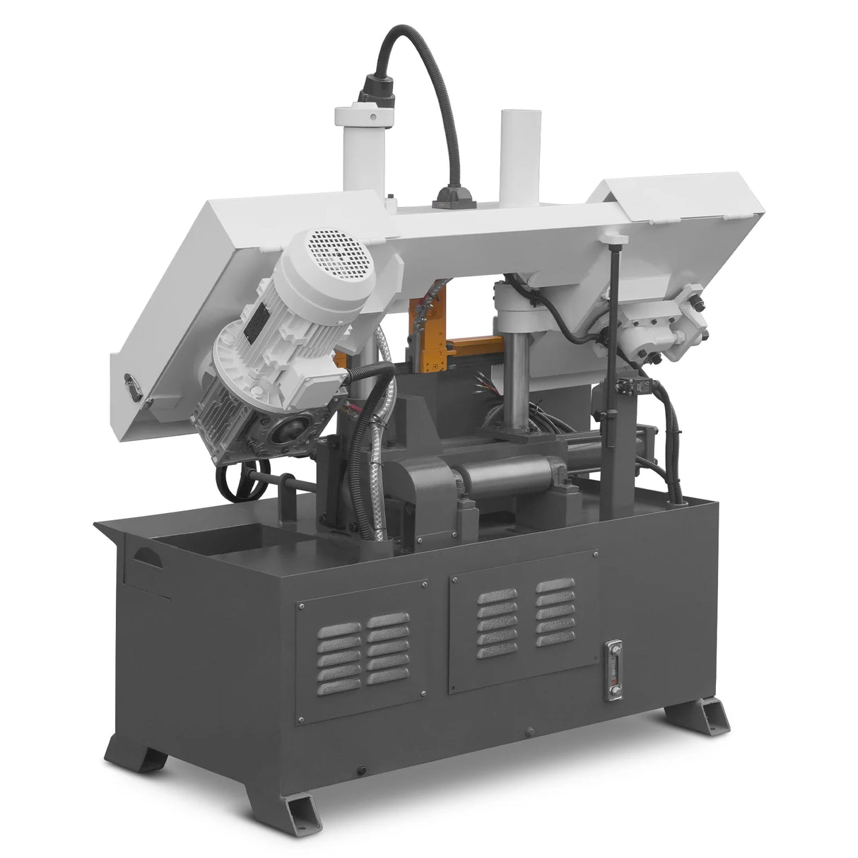 MechMaxx 8 Inch 7-7/8" x 7-7/8" Capacity Double Column Horizontal Metal Cutting Band Saw, Vertical Lifting, Gearbox Driven Two-Speed Motor, Hydraulic Feed, Manual Clamping, Coolant System Industrial Bandsaw GH4220