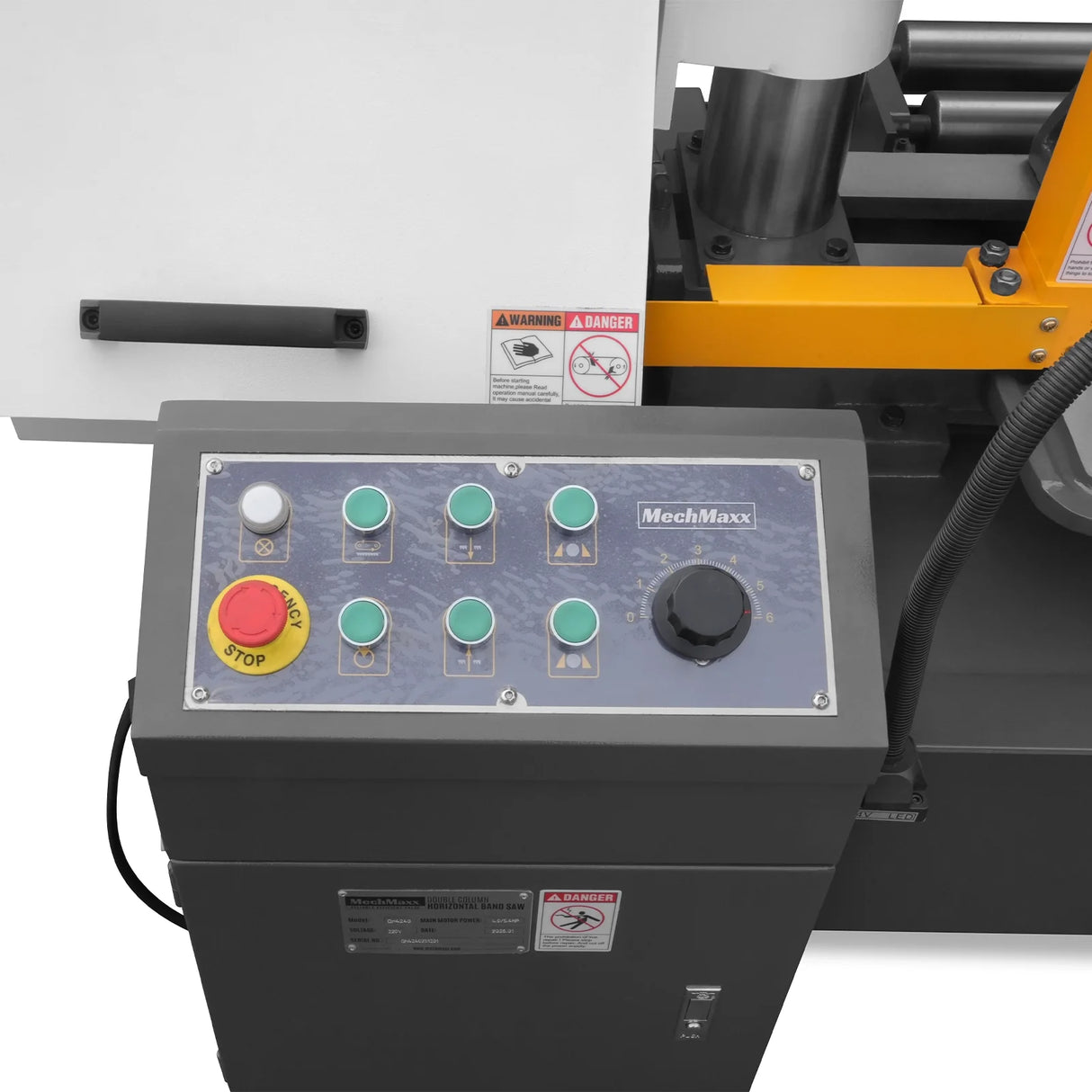 MechMaxx 15.7" Industrial Horizontal Metal Cutting Band Saw, Hydraulic Feed, 3.0/4.0 kW Motor, Manual Clamping, for Steel, Alloy, Metal Fabrication GH4240