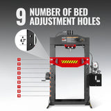 75 Ton H-Frame Electric Hydraulic Shop Press with Hand Winch, 110V Motor, Fully Welded Steel Frame, Safety Guard, HSP75E