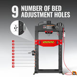 75 Ton H-Frame Air/Hydraulic Shop Press with Hand Winch,  Fully Welded Steel Frame,  Safety Guard,  Foot Pedal Control,  HSP75