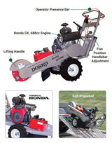 Dosko Self-Propelled Stump Grinder – Honda GX630, Electric Start, Greenteeth - 691SP-20HE