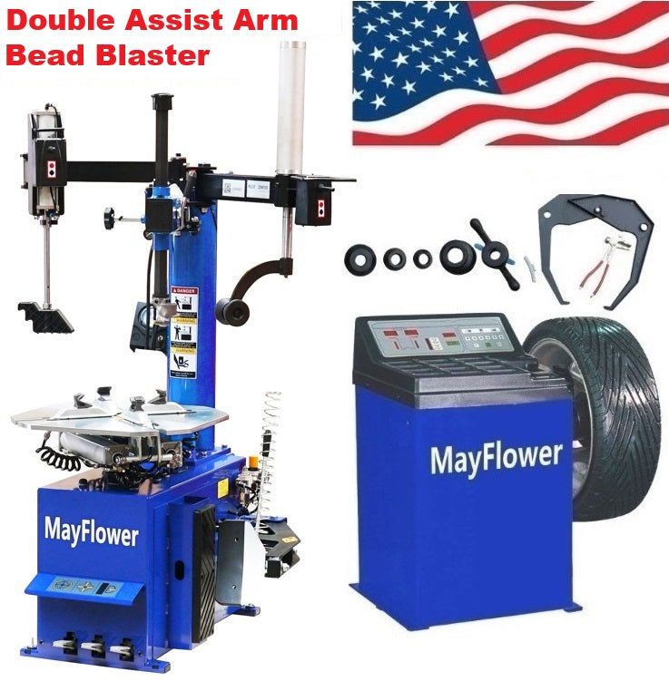 Mayflower 3.0 HP New Double Assist Arms Tire Changer Wheel Changers Machine Combo 988 680