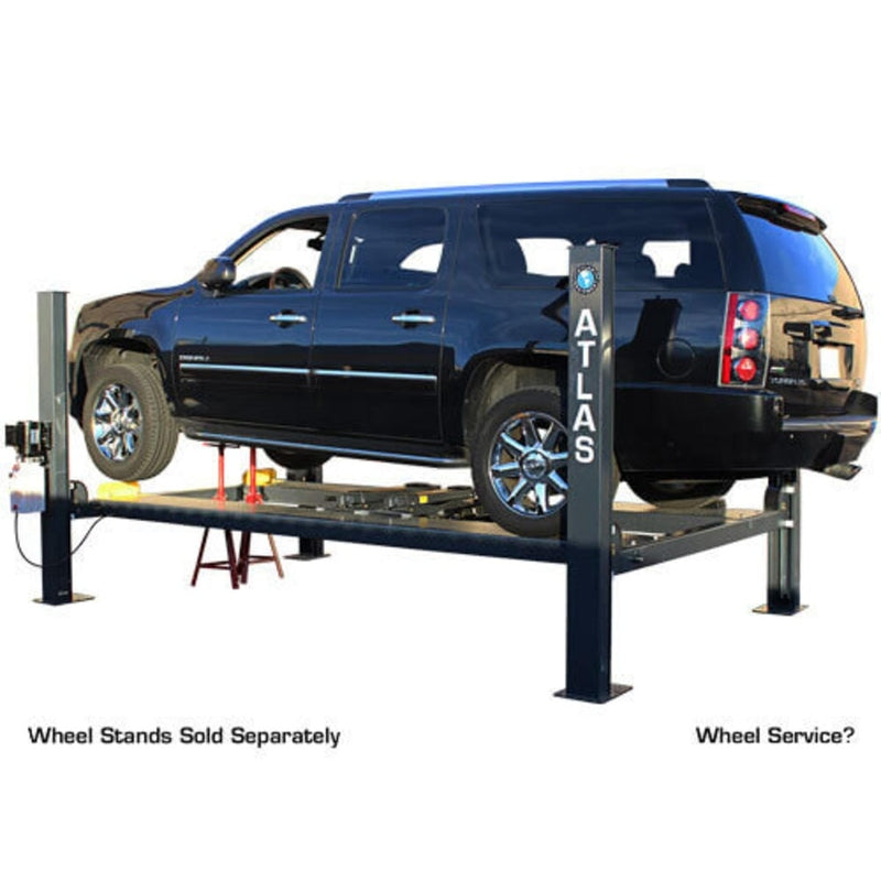 Atlas 408SL 8,000 lb Portable 4-Post Storage Lift + FP8 8-Piece Floor Panel Combo
