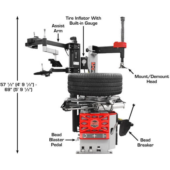 Atlas Platinum PTC300 Swing-Arm Tire Changer + PWB70 Spin Wheel Balancer Combo Package
